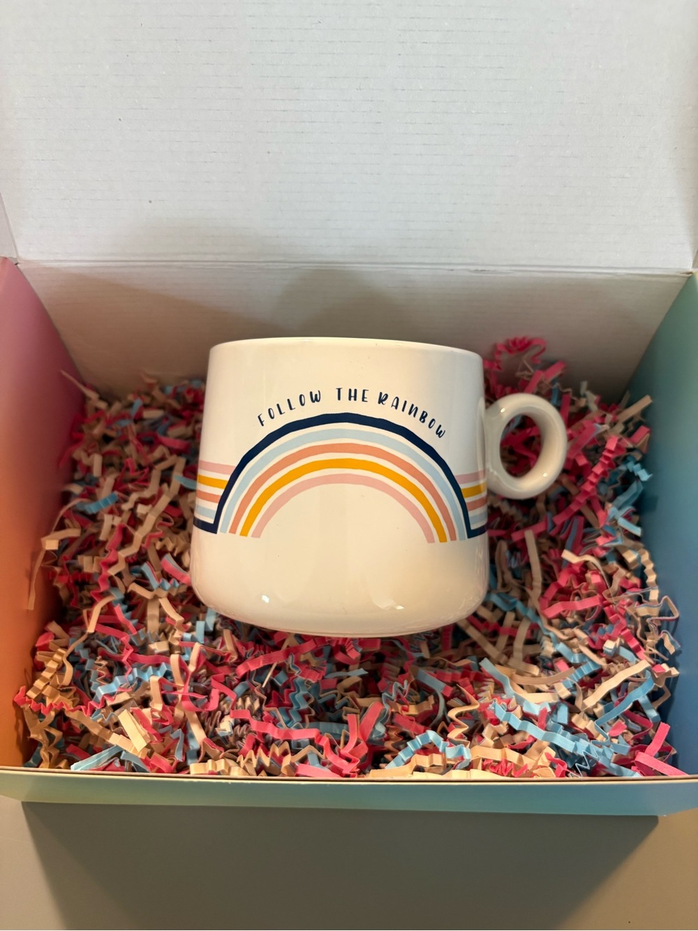 Ceramic 'Follow the Rainbow' White Rainbow Mug